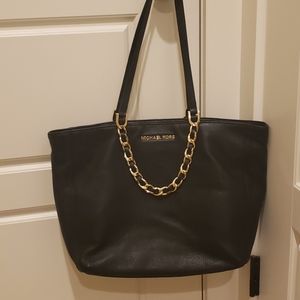 Black Michael Kors leather bag with gold hardware